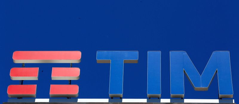 FILE PHOTO: Il logo Telecom Italia (TIM) a Milano