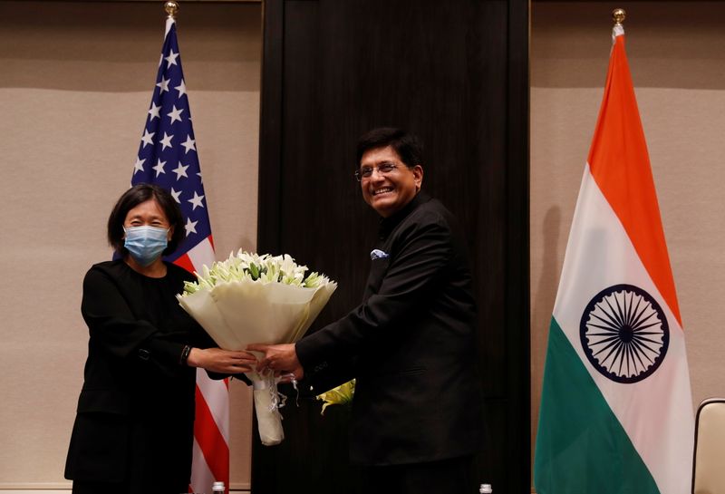 India’s Minister of Commerce and Industry, Piyush Goyal, presents a