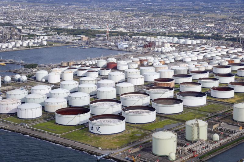 An aerial view shows an oil factory of Idemitsu Kosan