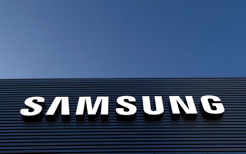 FILE PHOTO: The logo of Samsung is seen on a