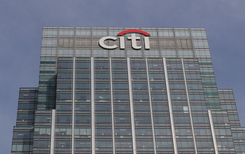 The Citi bank logo is seen at their offices at