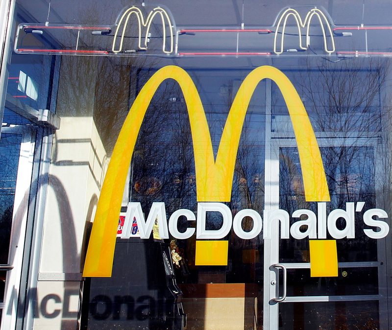 FILE PHOTO: McDonald’s logo is seen on the window of