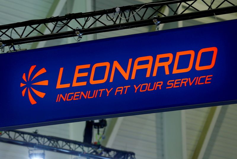 FILE PHOTO: A logo of defence group Leonardo is pictured