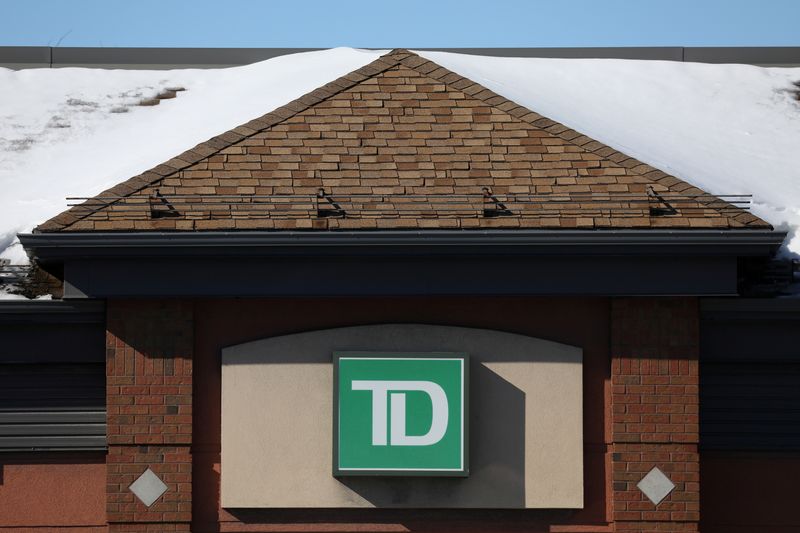 FILE PHOTO: The Toronto-Dominion bank logo is seen outside of