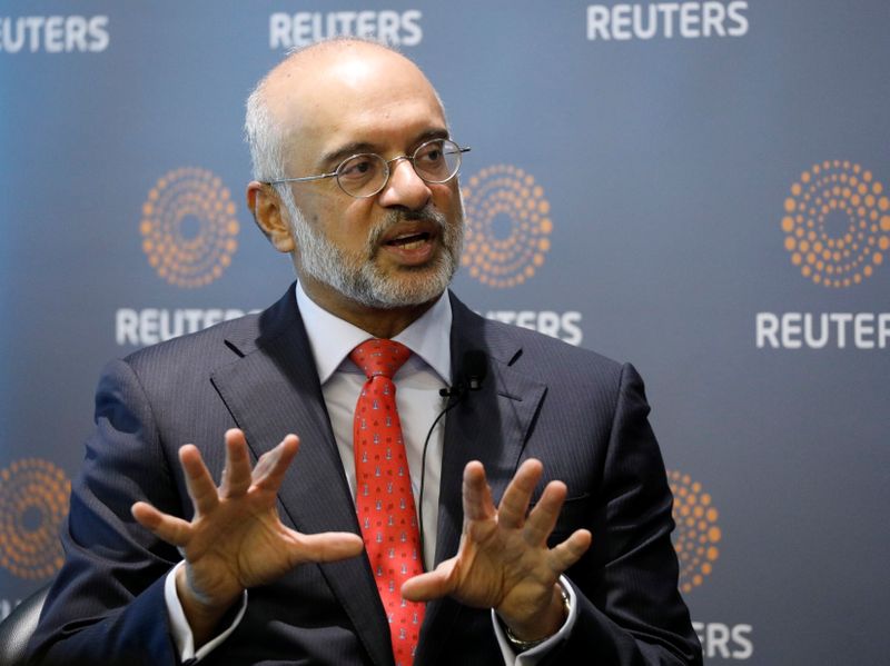 DBS CEO Piyush Gupta speaks during a Reuters Newsmaker event