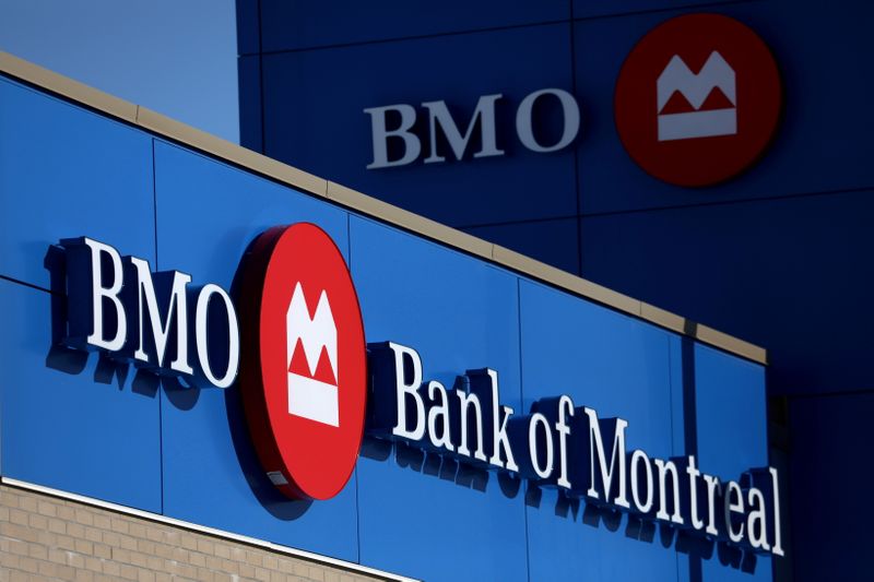 FILE PHOTO: A Bank of Montreal logo is seen outside