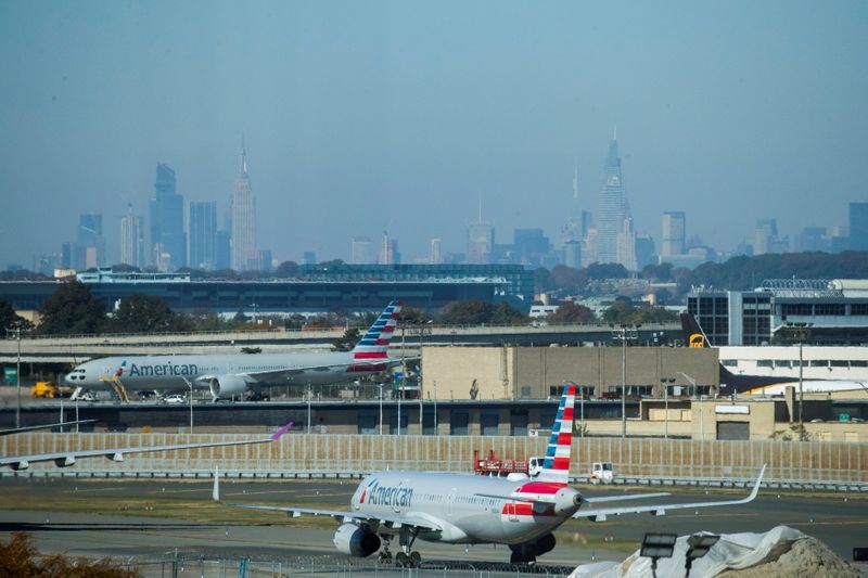 FILE PHOTO: American Airlines planes are seen at the tarmac