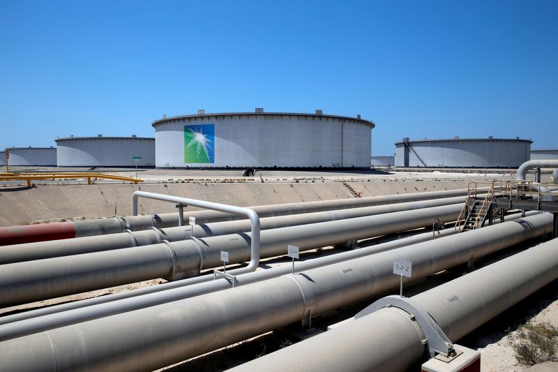 FILE PHOTO: General view of Aramco tanks and oil pipe