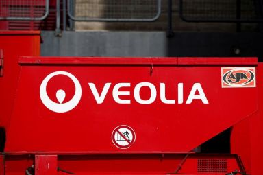 FILE PHOTO: The logo of Veolia Environnement is seen on