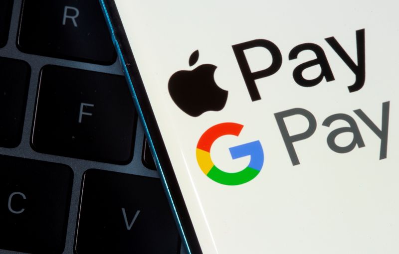 FILE PHOTO: Photo illustration of Apple Pay and Google Pay