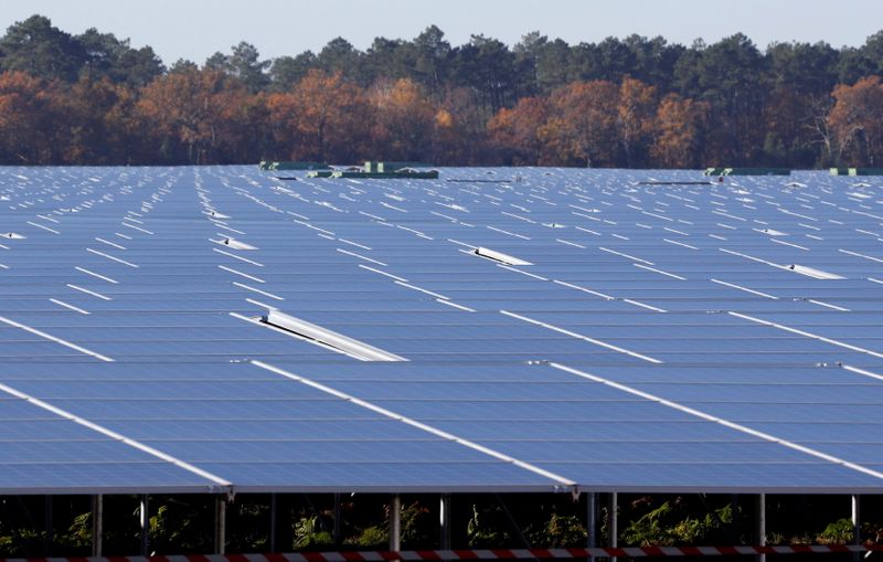 in a FILE PHOTO: A general view shows solar panels