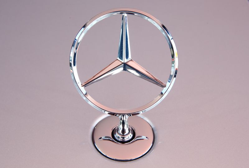 The Mercedes Benz star is seen on a new Mercedes-Benz