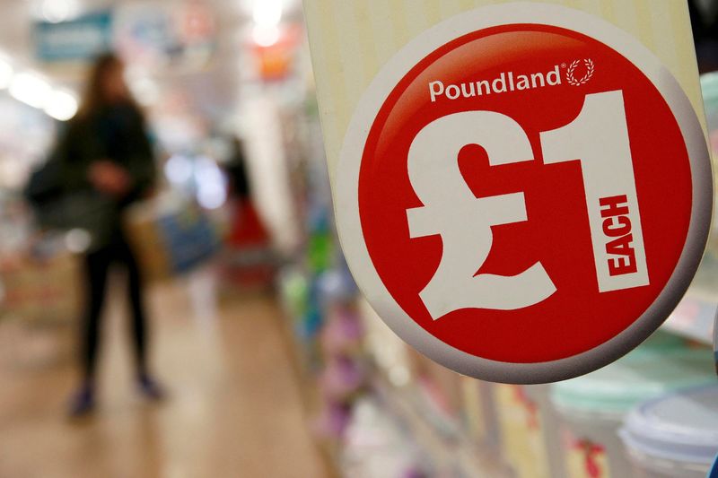 FILE PHOTO: A sign is seen in a Poundland store