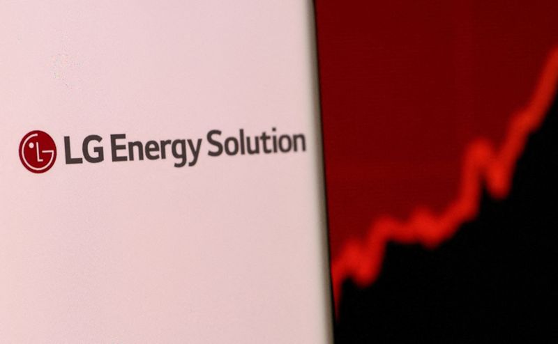 FILE PHOTO: Illustration shows smartphone with LG Energy Solution’s logo