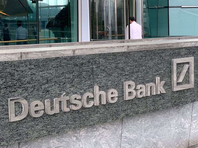 FILE PHOTO: The logo of Deutsche bank is seen in