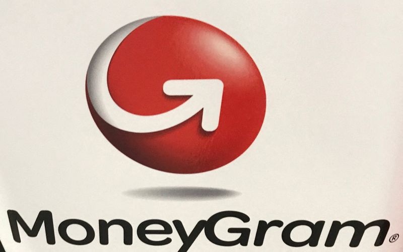 The MoneyGram logo is seen on a kiosk in New