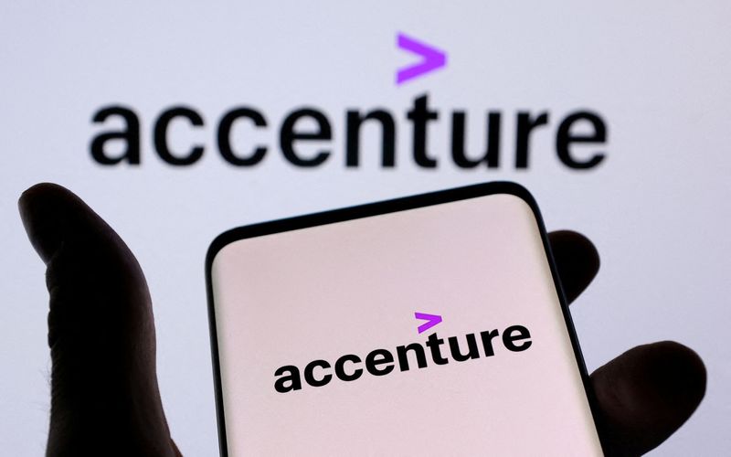 FILE PHOTO: Illustration shows a smartphone with displayed Accenture PLC