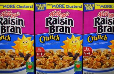 FILE PHOTO: Kellogg’s cereal is shown on display during a