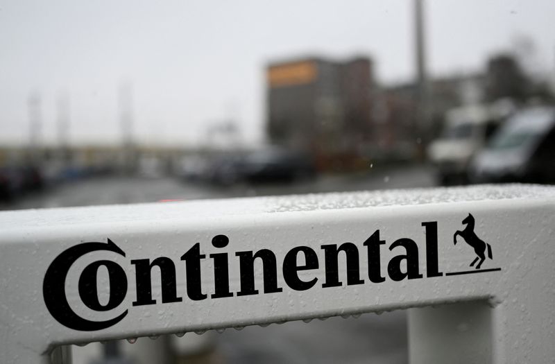 Logo of German tyre company Continental is pictured before the
