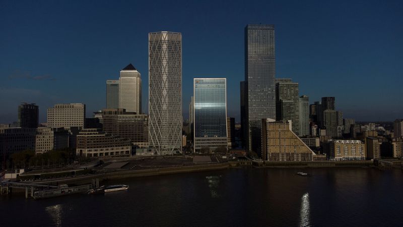 A general view of the Canary Wharf financial district in