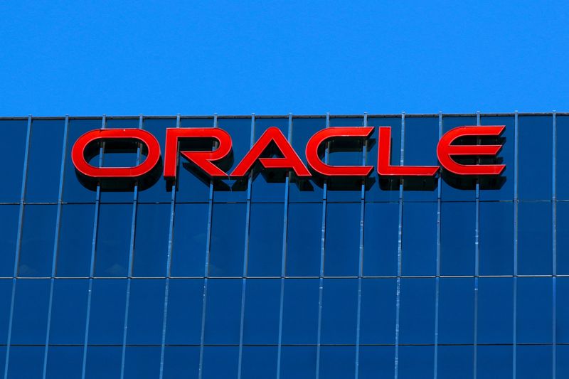 FILE PHOTO: The Oracle logo is shown on an office