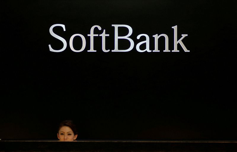 FILE PHOTO: Logo of SoftBank Group Corp is seen at