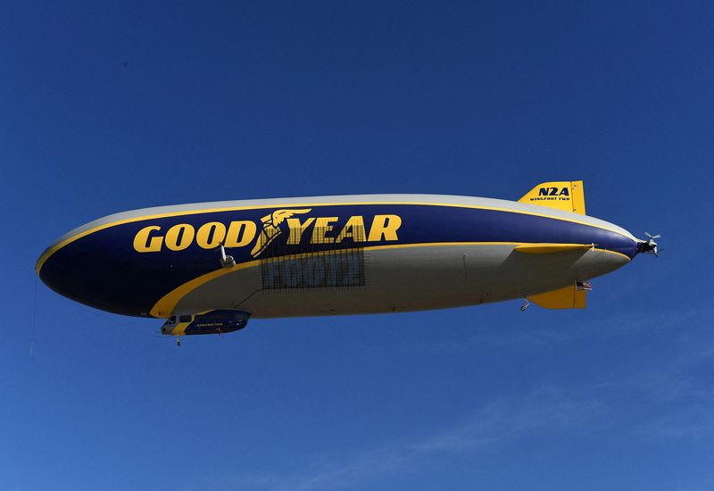 FILE PHOTO: The Goodyear Airship “Wingfoot Two” arrives at its