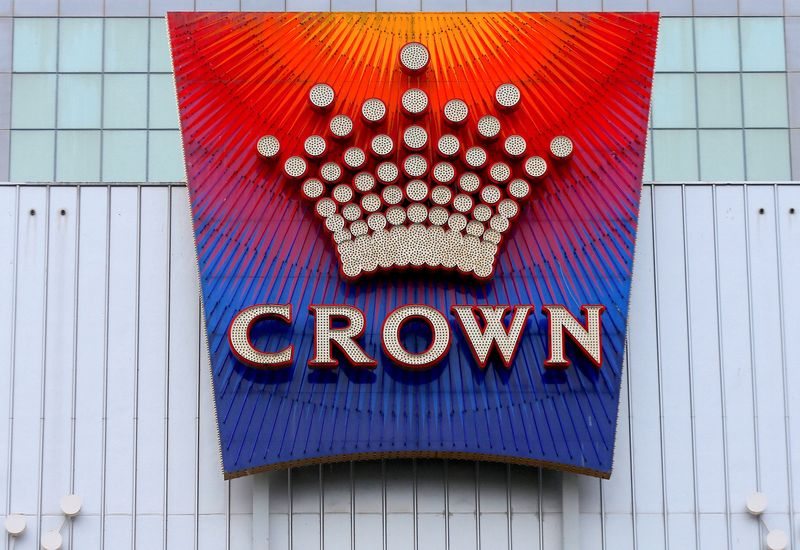 FILE PHOTO: The logo of Australian casino giant Crown Resorts