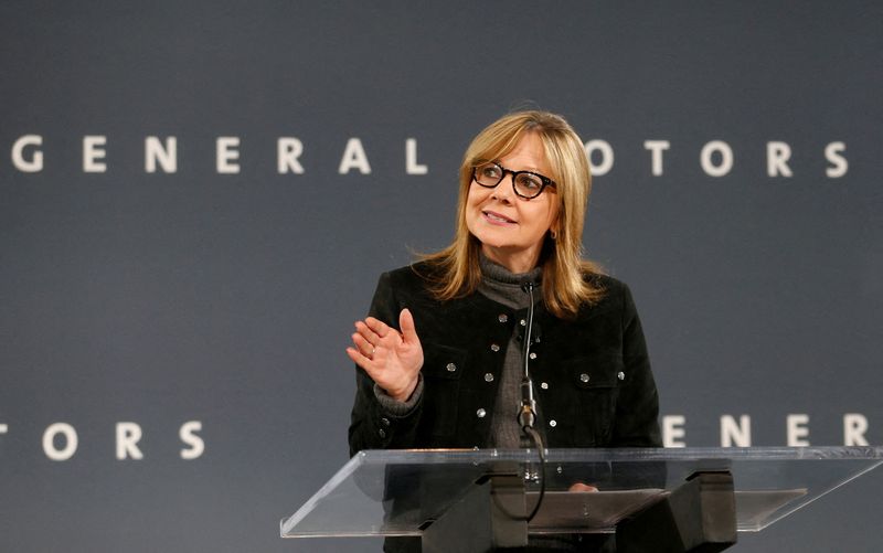 FILE PHOTO: General Motors Chairman and CEO Mary Barra announces