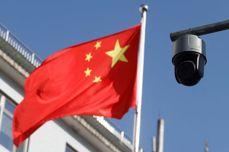 A security surveillance camera overlooking a street is pictured next