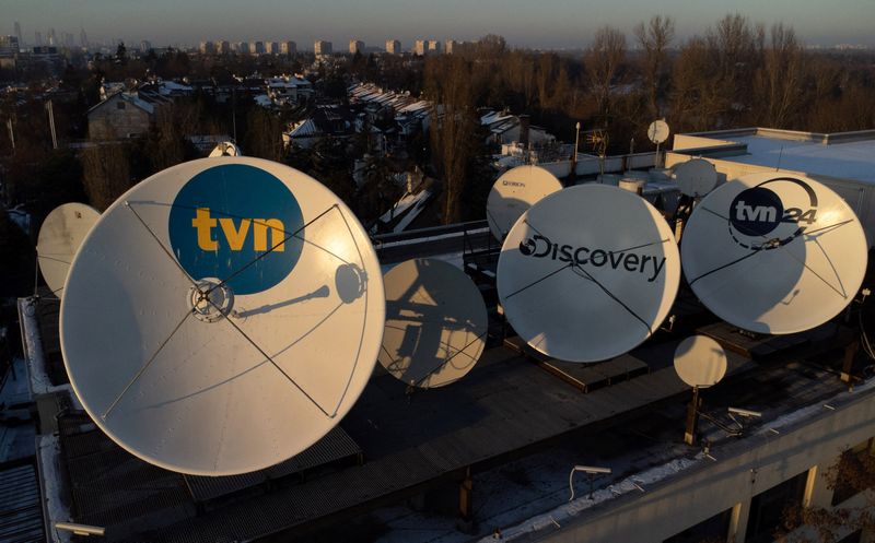 Aerial view of the logo of the private television TVN,