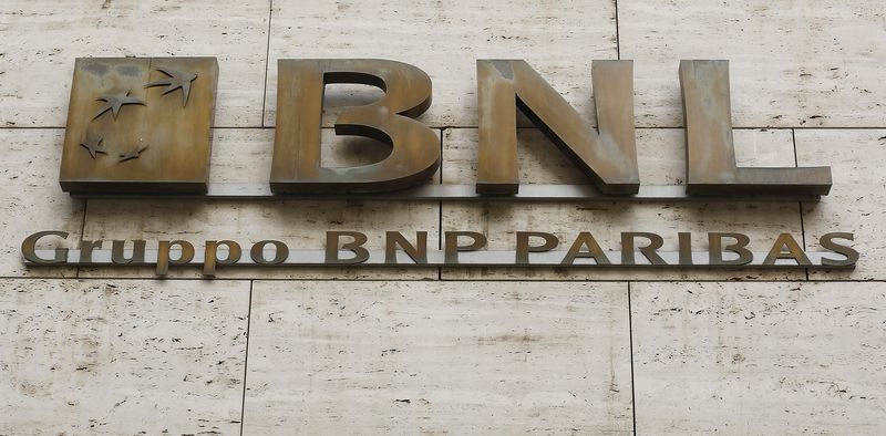 The logo of  BNL (Bnp group Paribas) bank is