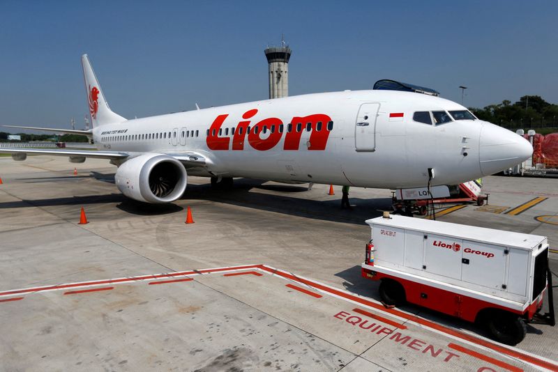 FILE PHOTO: Lion Air’s Boeing 737 Max 8 airplane is