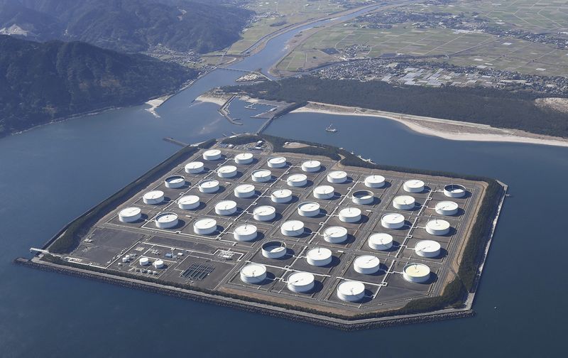 An aerial view shows Shibushi National Petroleum Stockpiling Base in