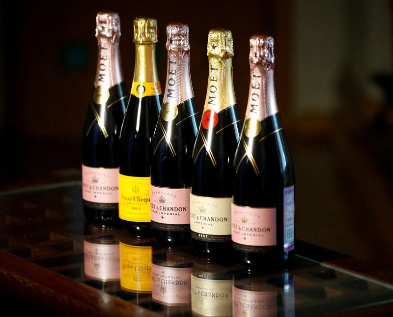 FILE PHOTO: Bottles of Moet & Chandon and Veuve Clicquot