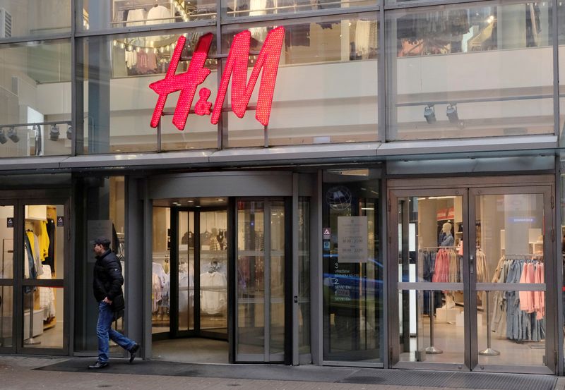 FILE PHOTO: A man leaves H&M shop in Riga