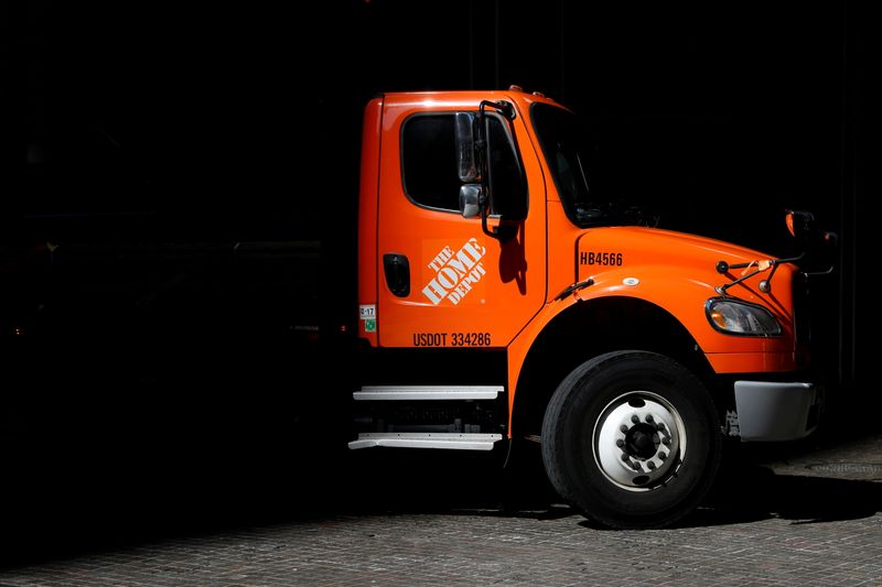 FILE PHOTO: A Home Depot delivery truck drives on Wall