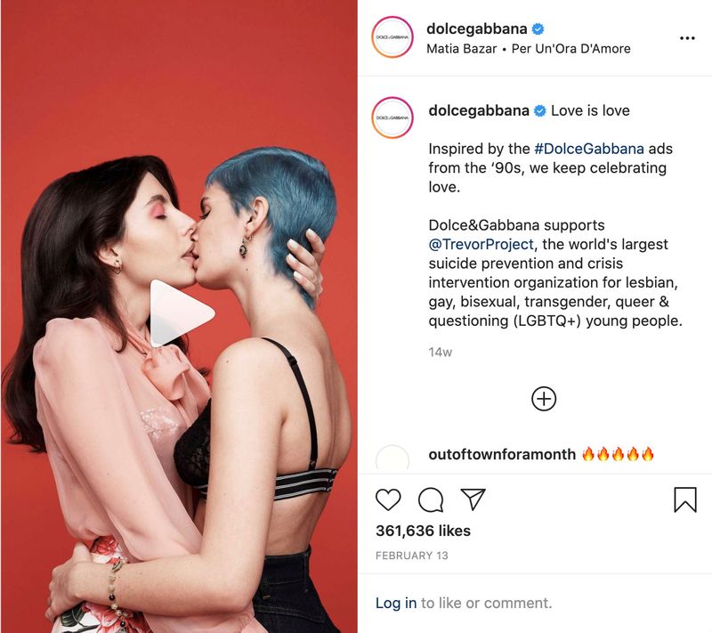 Screenshot of Dolce & Gabbana ad