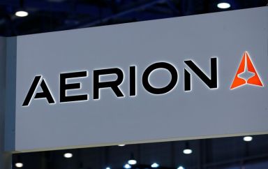 A logo of supersonic jet maker Aerion Corporation is pictured