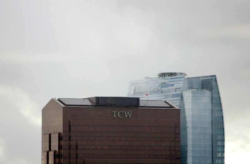 The TCW Tower is seen in downtown Los Angeles