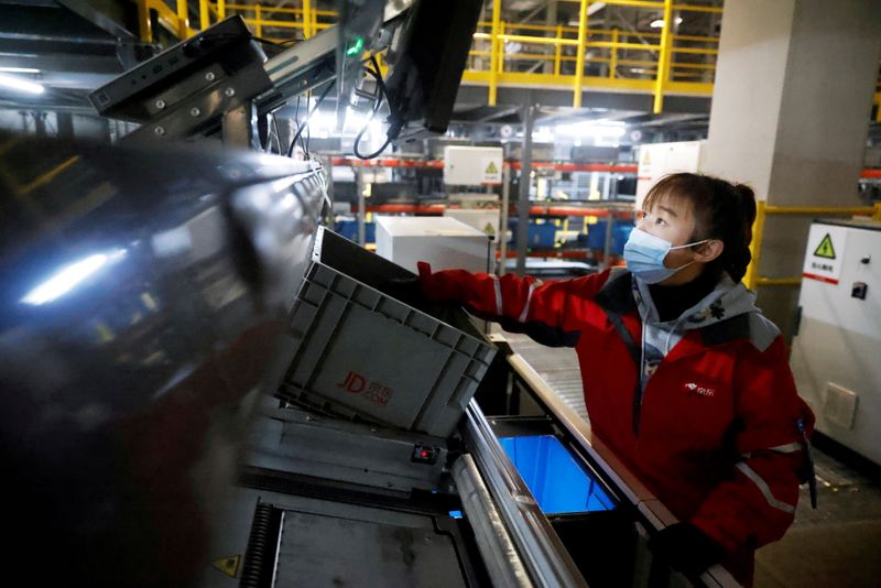 FILE PHOTO: JD.com’s automated logistics center during a government organized