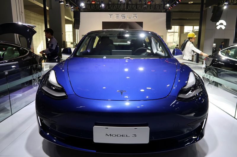 FILE PHOTO: China-made Tesla Model 3 electric vehicle is seen