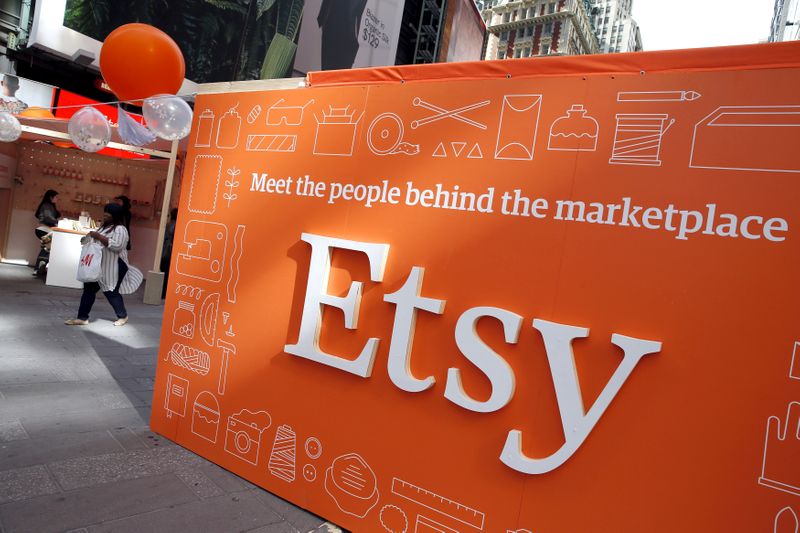 A sign advertising the online seller Etsy Inc. is seen