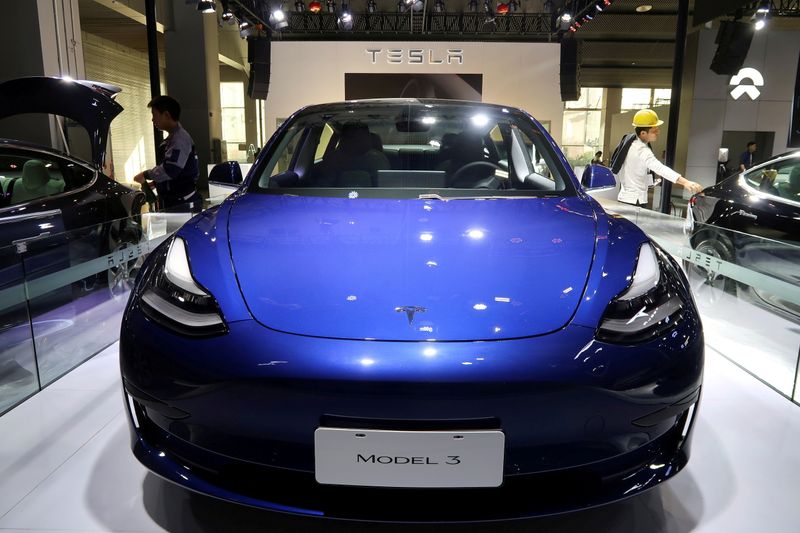 FILE PHOTO: A China-made Tesla Model 3 electric vehicle is