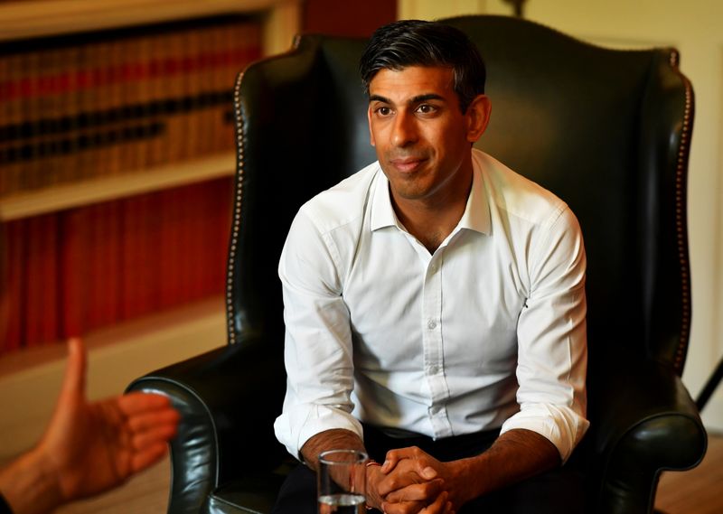 Britain’s Chancellor of the Exchequer Rishi Sunak speaks during an