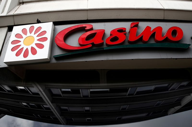 FILE PHOTO: The logo of Casino supermarket is pictured in