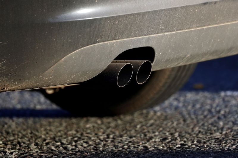 FILE PHOTO: An exhaust pipe is seen as a vehicle
