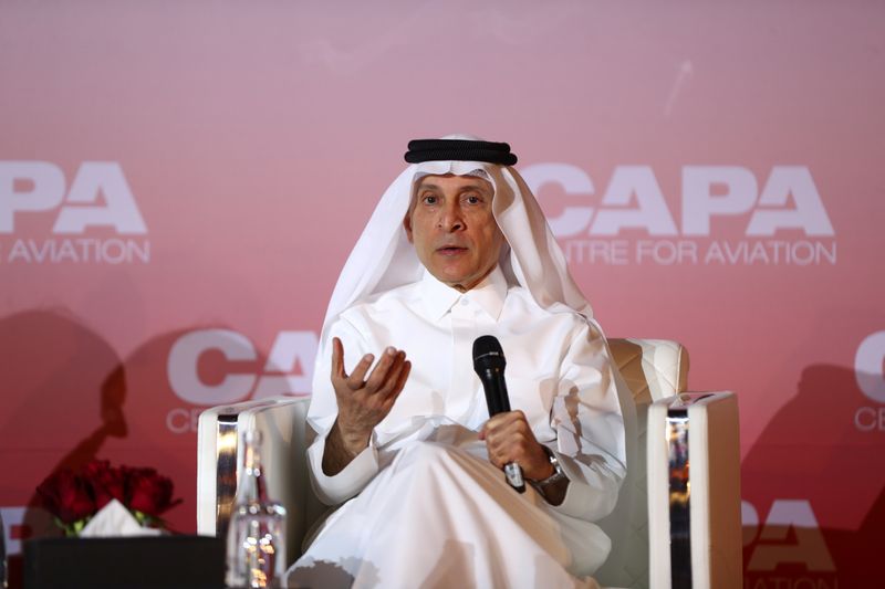 Qatar Airway’s Chief Executive Officer, Akbar Al Baker speaks at