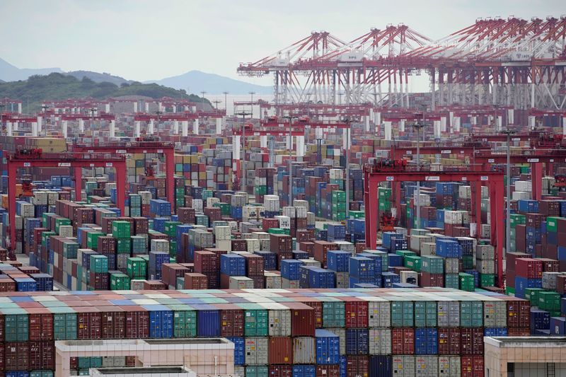 FILE PHOTO: Containers are seen at the Yangshan Deep-Water Port