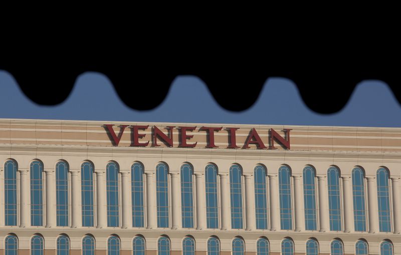 FILE PHOTO: The name “Venetian” is displayed outside Venetian Macao